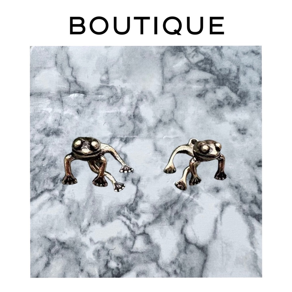 Gold Frog Stud Earrings